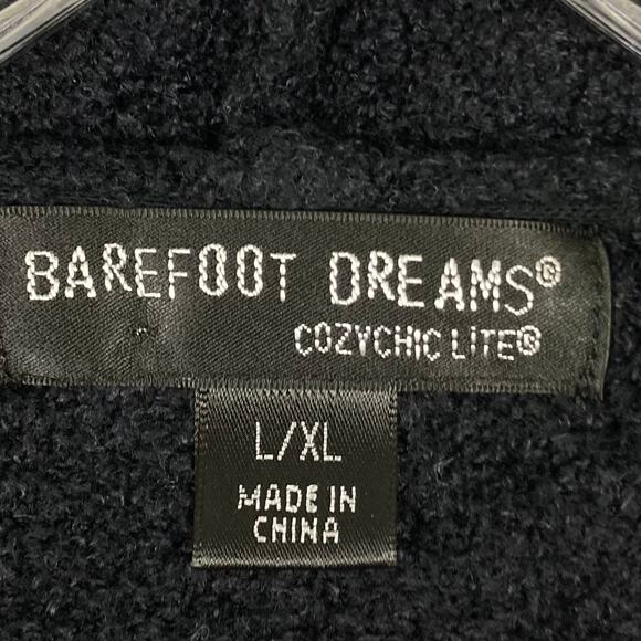 NWOT BAREFOOT DREAMS Cardigan L/XL Black Cozychic Lite Open-Front “Calypso Wrap” - Picture 4 of 11